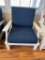 WHITE POLY/BLUE CUSHION CHAIR