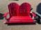 RED/WH DBL SWING W/CHAINS