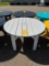WHITE 33 IN ROUND UMBRELLA SIDE TABLE