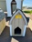 WOODEN DOG HOUSE W/SHINGLE ROOF