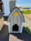 WOODEN DOG HOUSE W/SHINGLE ROOF