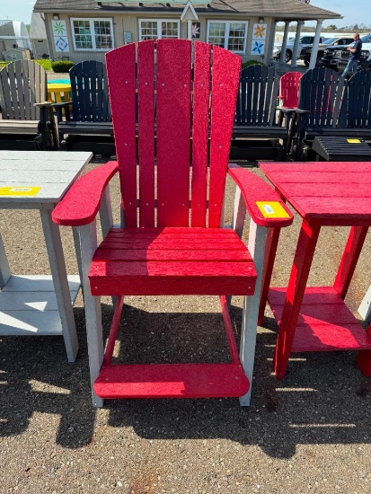RED/GREY BAR STYLE ADIRONDACK CHAIR