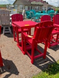TABLE & 2 RED ADIRONDACK CHAIR SET OF 3