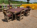 TAN DINING TABLE & 8 CHAIRS