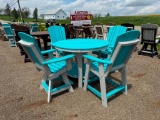 GREY/BLUE ROUND TABLE W/4 CHAIRS