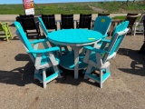 GREY/BLUE ROUND TABLE W/4 SWIVEL CHAIRS