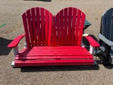 RED/WH DBL SWING W/CHAINS