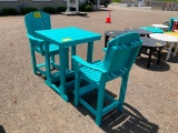 BLUE PUB TABLE & 2 CHAIRS