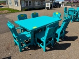 BLUE DINING TABLE & 6 CHAIRS