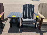 BLACK ADIRONDACK CHAIR & SIDE TABLE