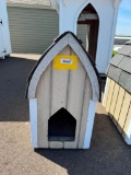 WOODEN DOG HOUSE W/SHINGLE ROOF