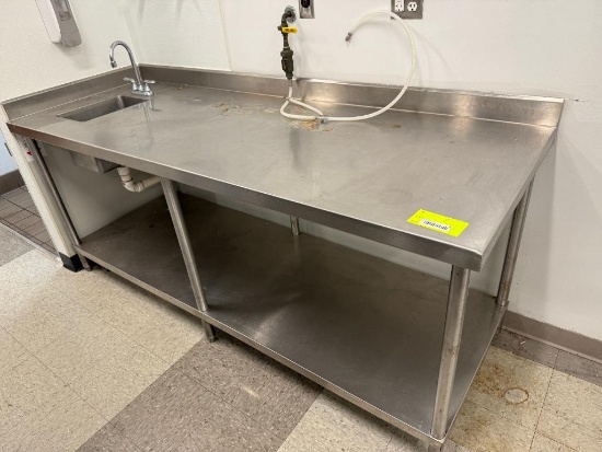 Stainless Steel Prep Table W/Small Sink 7FT TABLE