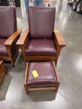 RED CUSHION CHAIR W/ OTTOMAN
