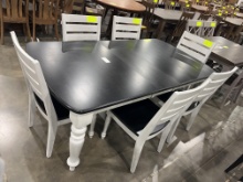 2 TONE MAPLE TABLE W/1 LEAF 6 SIDE CHAIRS COLUMBIAN/PAINT GLAZE 42X66X30