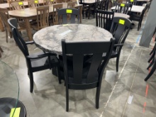 CONCRETE TOP TABLE W/2 ARM 2 SIDE CHAIRS EBONY 48ROUND