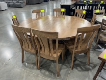RUSTIC WHITE OAK TABLE W/8 SIDE CHAIRS COCOA LIGHT 72ROUND