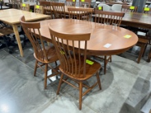 CHERRY TABLE W/2 LEAVES 4 SIDE CHAIRS SEELY 42ROUND