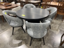 MAPLE TABLE W/4 UPHOLSTERED CHAIRS 48ROUND