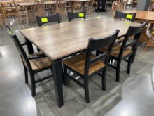 2 TOWN ELM/BROWN MAPLE TABLE W/2 ARM 4 SIDE CHAIRS 42X72X30