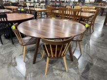 WALNUT TABLE W/4 SIDE CHAIRS NATURAL 60ROUND