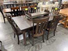 BROWN MAPLE TABLE W/2 LEAVES 6 SIDE CHAIRS 72X42X30