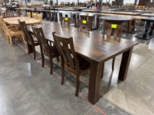 RUSTIC CHERRY TABLE W/2 LEAVES 6 SIDE CHAIRS 72X42X30