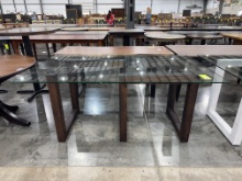 GLASS TOP CONFERENCE TABLE MAPLE BASE 72X42
