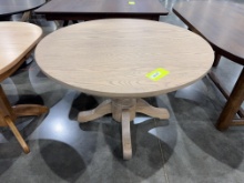 OAK PEDESTAL TABLE ONLY 44 IN ROUND