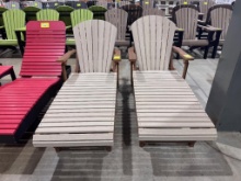 TAN AND BROWN POLY CHAISE LOUNGE