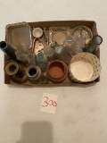 Ash trays, small glass bottles
