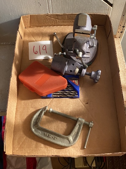 Vise, clamps, drill bits