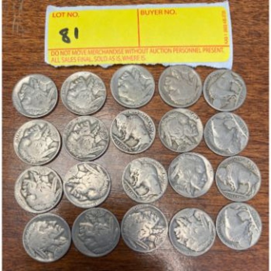 (20) Buffalo Head Nickels