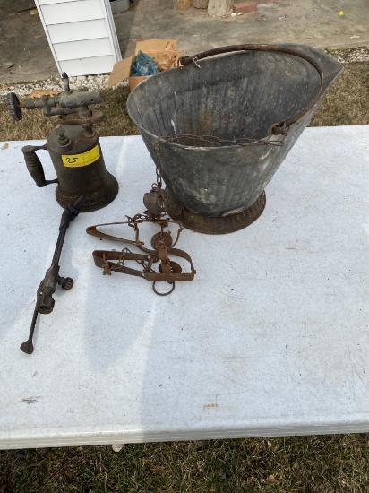 Cutting torch, traps, coal bucket