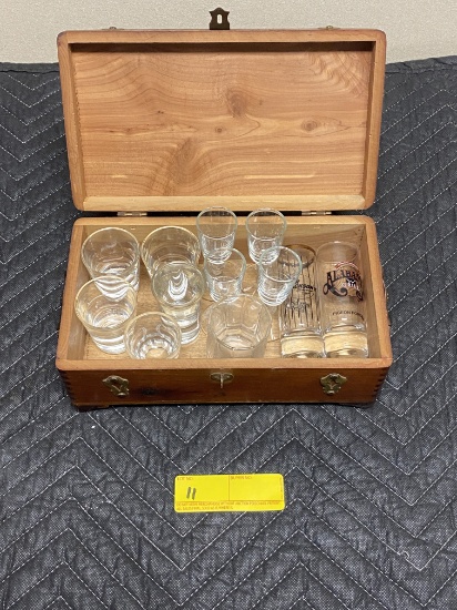 Shot Glasses & Wood Box