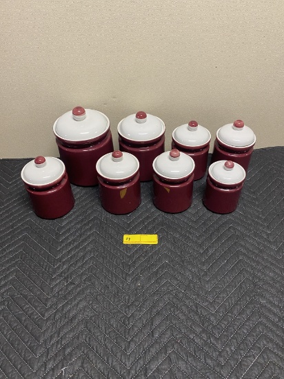Maroon & White Canisters