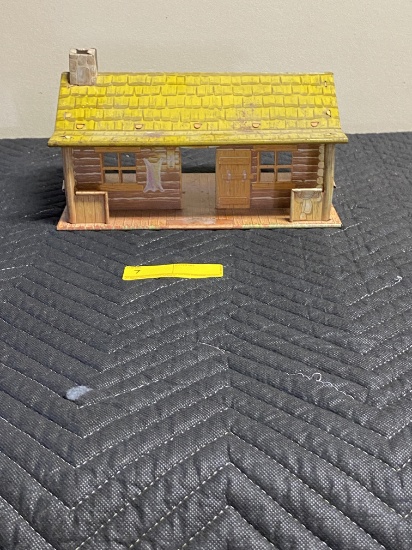 Vintage Marx Log Cabin Tin Toy House