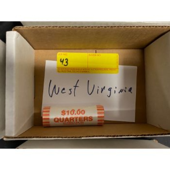 Uncirculated West Virginia State Roll Quarters $10 Face Value