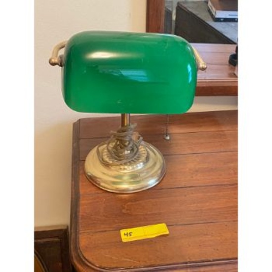 Green Glass Shade Library Lamp