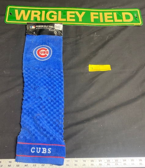 Wrigley Field Sign & Cubs Towel