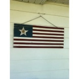 Wood American Flag & Rock Decorations