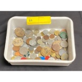 Container of Misc. Foriegn Coins & Tokens