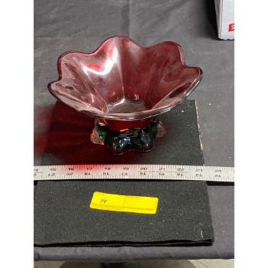 Indiana Glass Red & Green Candy Dish