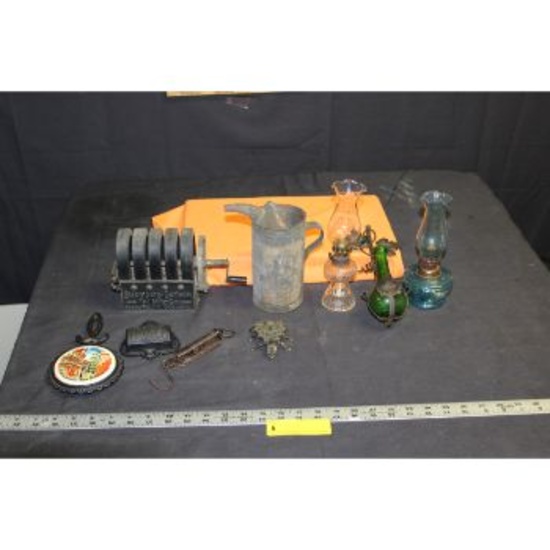 Small Oil Lamps, Match Holder & other