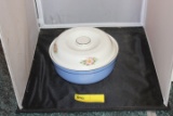 Halls Blue round Casserole Dish with Lid