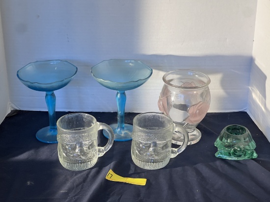 Santa Mugs, Pedestal Vase, Turtle Candle Holder & Vase