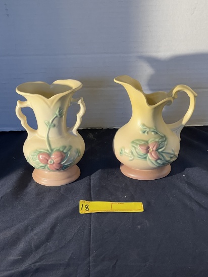 Hull Pitcher Vase & Double Handled Vase