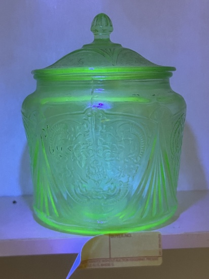 Uranium Glass Lidded Jar