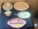 Vernon Ware Tickled Pink pattern Dishes