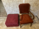 Cushioned Chair & Ottoman (opens up for storage)