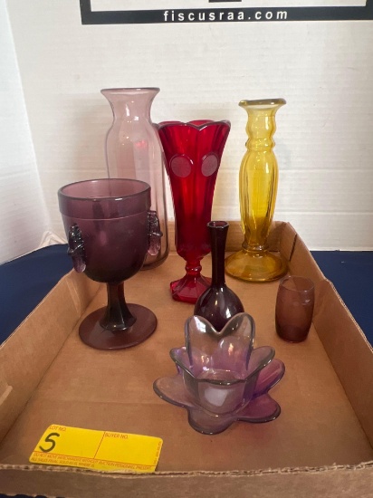 glass vases and candleholder